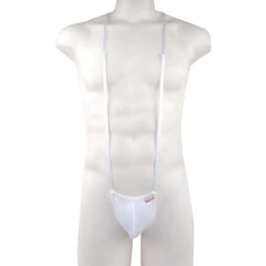 White nylon suspenders with matching pouch from metromalewear miami bodysuit white 0008-00 product