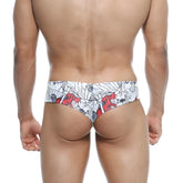 Metro male wear micro cheek escobar 2027-09 red and white floral patterned men’s briefs front view