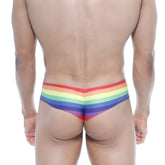 MetroMaleWear micro cheek rainbow 2027-04 rainbow-striped men’s briefs with a snug, form-fitting design