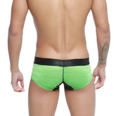 Bright green textured briefs with black elastic waistband and trim metro male wear micro mini boxer green 7013 07