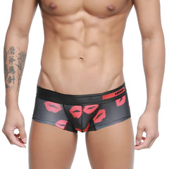 Black briefs with bold red lipstick print and anony waistband from metromalewear micro mini boxer kiss 7013-36 collection