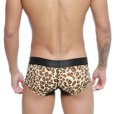 MetroMalewear micro mini boxer briefs in leopard print with black elastic waistband for stylish men’s underwear