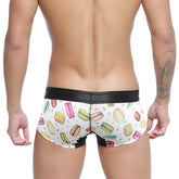 MetroMaleWear micro mini boxer brief in white with colorful macaron pattern and black waistband for stylish comfort