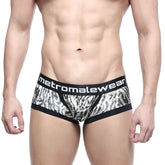 Black and silver zebra-print micro mini boxer briefs with black metromalewear elastic waistband natural 7016-60