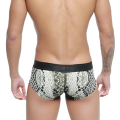 MetroMalewear micro mini boxer python 7013-60 black and silver patterned lace-trimmed briefs with a sleek modern design