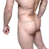 White string thong with lace detail made of microfiber by MetroMaleWear shown from the back side