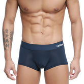Navy blue stretch cotton briefs with a white MetroMaleWear logo on the waistband for comfortable daily wear