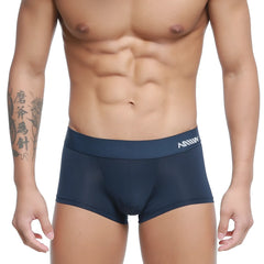 Navy blue stretch cotton briefs with a white MetroMaleWear logo on the waistband for comfortable daily wear