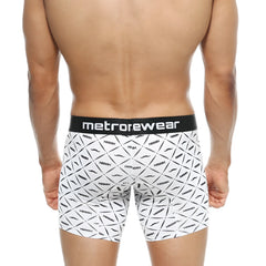 White boxer briefs with black mustache pattern and metrowear brand waistband mid boxer caballero 10 inch 2023 03