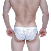 White mesh briefs with a grid pattern from MetroMaleWear mild bikini 5103-M66 offering breathable comfort
