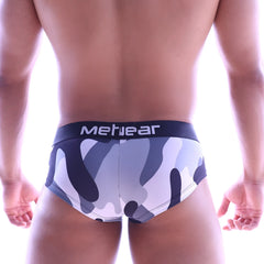 Gray and white camouflage patterned men’s briefs with black metgear waistband metro male wear mini cheek boxer 2025-90