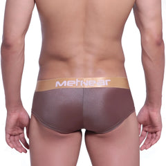 MetroMaleWear mini cheek boxer spark gold 2025-21 brown metallic textured briefs with tan metnear waistband