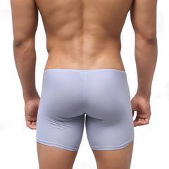 Light blue form-fitting men’s boxer briefs MetroMaleWear Minimo Long Boxer Lavender 2034-08 front view
