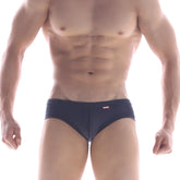 Navy blue metro malewear modern trunk briefs with small red logo on waistband charcoal 4013-11