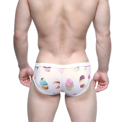 MetroMaleWear modern trunk sweet 4013-61 white briefs with colorful playful cupcake pattern in various designs and hues