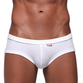 MetroMaleWear modern trunk white 4013-00 men’s briefs with red brand logo on waistband in soft breathable fabric