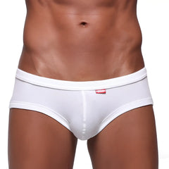 MetroMaleWear modern trunk white 4013-00 men’s briefs with red brand logo on waistband in soft breathable fabric