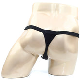Black thong made of smooth stretchy fabric by MetroMaleWear modernizing thong 3002-M20 shown from the back side