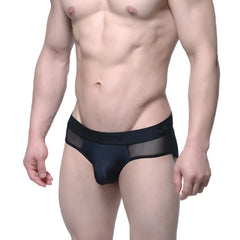 Black mesh-trimmed briefs with sleek form-fitting design from MetroMaleWear mw brief tull 5403-71