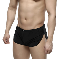 Black athletic briefs metro malewear naked split boxer 2008-30 with side slit and elastic waistband