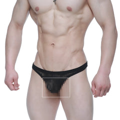 Black lace thong metro male wear net g lace black 1122-70 featuring sheer patterned design front view