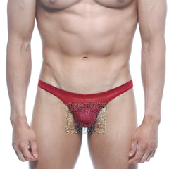 Red mesh thong with glittery textured center panel from MetroMaleWear net G red 1122-12 collection