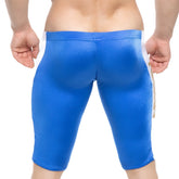 MetroMaleWear new jammer swim boxer royal in blue shimmering fabric with white side stripes for athletic use