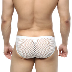 White mesh briefs with small holes from MetroMaleWear Onda Bikini White 5103-35 for breathable comfort