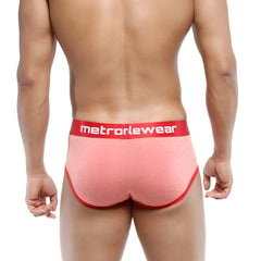 MetroMaleWear oriental brief orange 5005-14 pink textured briefs with red trim and matching logo waistband