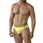 Bright yellow MetroMaleWear Oro Bikini 5103-17 men’s briefs with black logo waistband for comfortable daily wear