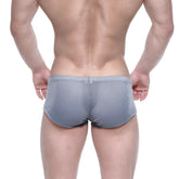 Gray mesh briefs with subtle pattern and black trim from metromalewear oscar boxer 2125-42 product line
