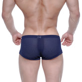 Navy blue mesh briefs with a subtle patterned waistband from MetroMaleWear Oscar Boxer 2125-28