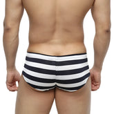 MetroMaleWear Oscar boxer stripe 2125-41 black and white striped men’s swim trunks with comfortable fit