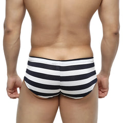 MetroMaleWear Oscar boxer stripe 2125-41 black and white striped men’s swim trunks with comfortable fit