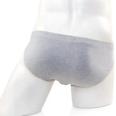 Gray heathered cotton briefs on a mannequin metroMalewear Oslo hip brief gray 5123-10
