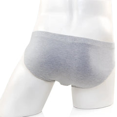 Gray heathered cotton briefs on a mannequin metroMalewear Oslo hip brief gray 5123-10