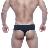 Metro male wear oslo thong charcoal 5102-11 dark gray textured fabric briefs shown from the back side
