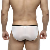 White sheer briefs with a black waistband metroMalewear over-limit bikini white 2206-00 front view