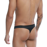 Black satin-like MetroMaleWear over-limit thong with smooth sleek design and comfortable fit in black color