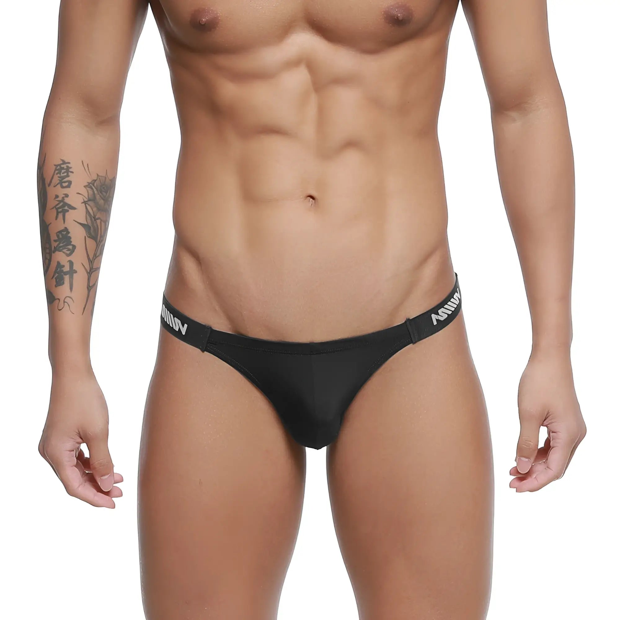 Black men’s briefs metroMalewear paleta bikini black with white logo waistband band for comfortable everyday wear