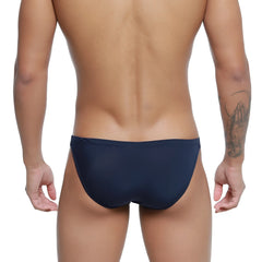 Navy blue metroMalewear paleta bikini swim trunks with smooth form-fitting design for comfortable swimwear use