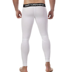 MetroMaleWear perfect scene cotton long john white leggings with black waistband and white branded lettering