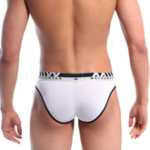White metro malewear perfect scene hip briefs with black trim and branded waistband for comfortable everyday wear