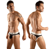 Black and white metro male wear perfect scene jock strap with bold contrasting waistband and mww branding