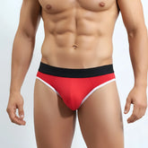 MetroMalewear perfect scene red athletic briefs with black waistband and white trim designed for active wear