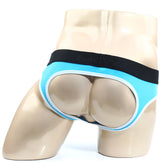 Light blue and white men’s briefs with black mevv waistband in metro male wear perfect scene jock strap turquoise 1001-08