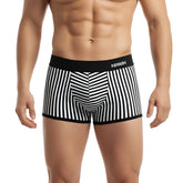 Black and white striped mens boxer briefs with anhui branded black waistband metro male wear pierrot boxer jock black 2306-40