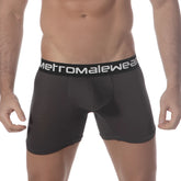 MetroMaleWear pima cotton boxer briefs in charcoal with a white waistband designed for comfort and style