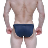 Navy blue mesh briefs metro male wear plano bikini designed for comfort and style in dark blue color