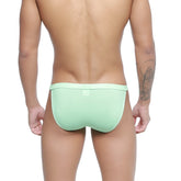 MetroMaleWear plano bikini briefs in mint green with smooth form-fitting fabric and subtle elastic waistband